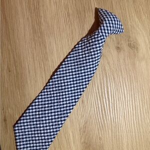Children's Blue Gingham Clip Tie - Classic Check Pattern